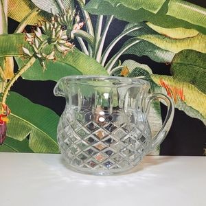Vintage FTD pressed 24% Lead Crystal Glass FTY2 20 ounce Pitcher Diamond Pattern